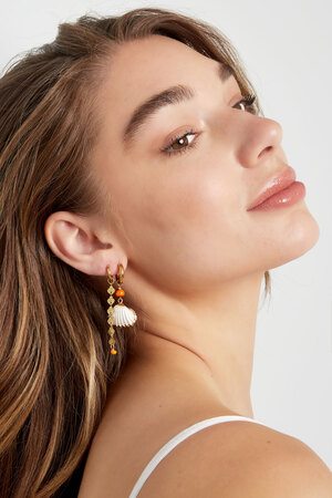 Shell garland earrings with bead - gold Stainless Steel h5 Picture4